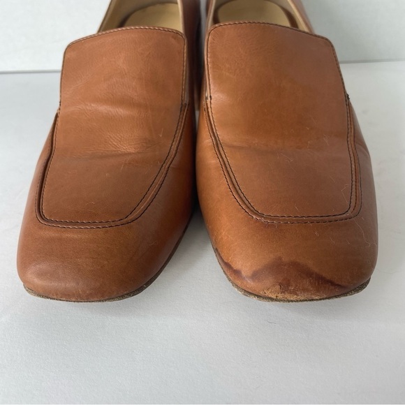 Sylven New York Marlene Cognac Tanned Italian Leather Block Heel Loafers Size 40 - Picture 4 of 11